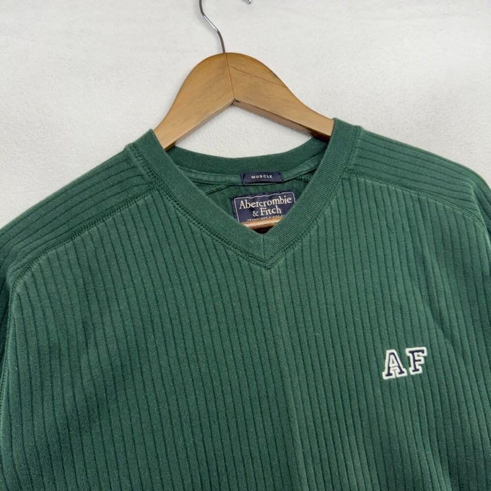 Vintage Abercrombie Fitch Thermal Shirt Men's large V neck Muscle Ribbed Grunge